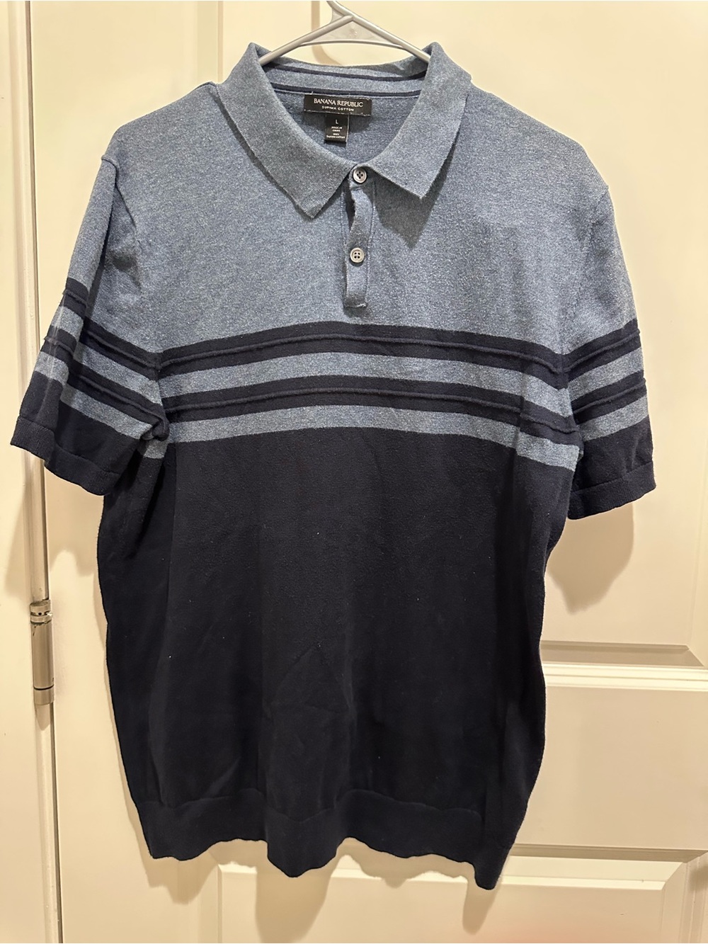 Banana Republic Men’s Blue Two-Tone Striped Polo